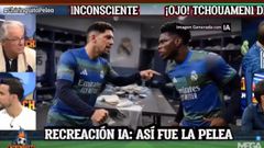 Recreaci&oacute;n de la pelea entre Valverde y Tchouam&eacute;ni en &laquo;El Chiringuito de Jugones&raquo;