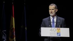 El rey Felipe VI durante su discurso con motivo del 40 aniversario del ingreso de Espaa en la OTAN