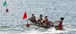 Una de las embarcaciones crucenses, en la clasificatoria de ayer.