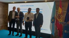 El presidente de Asdecomor, Mariano Iglesias, y el gerente, Domingo Lojo, en el acto del trig�simo aniversario del Leader en Galicia con el presidente de la Xunta y el conselleiro de Medio Rural