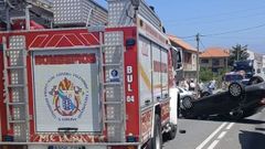 Accidente en la AC-550 a la altura de O Porto do Son, este jueves.
