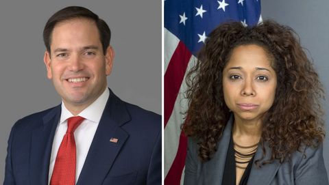 El senador Marco Rubio y la nominada a embajadora en Espa�a, Julissa Reynoso.