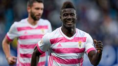 Obeng celebra el 0-1 ante la Ponferradina