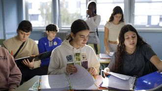 Foto de archivo de un aula de secundaria, en concreto en el IES Agra do Orz�n