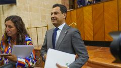 Juanma Moreno durante la primera sesi�n del debate para su investidura como presidente de Andaluc�a.