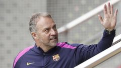 Hansi Flick, a su llegada a un entrenamiento del Barcelona esta temporada.