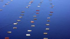 Uno de los pol�gonos de bateas en las R�as Baixas