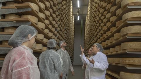 Os alumnos e alumnas na entrevista � responsable da empresa Galmes�n