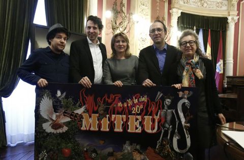 Dacosta, Virxilio Rodrguez, Olga Mojn, Anxo Lorenzo e Ana Garrido na presentacin da mostra. 