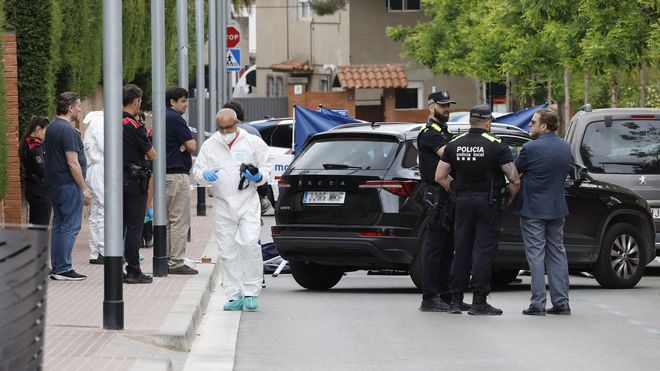 Escena del apu�alamiento en Esplugues de Llobregat.