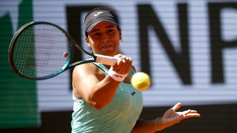 J�ssica Bouzas Maneiro, durante su partido con Sabalenka en primera ronda de Roland Garros 2026.