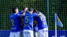 Los jugadores del Vetusta celebran uno de los goles al Burgos B
