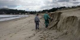 El mar se llev� mucha arena de la playa de Mi�o.