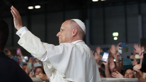 El papa Le�n XIV asiste al encuentro en Ifema con los voluntarios que han colaborado en los actos del pont�fice en Madrid