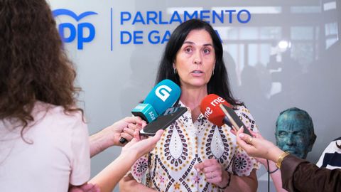 Paula Prado, durante la intervenci�n que realiz� este martes en el Parlamento para valorar la denuncia interpuesta por su partido contra el alcalde de Muras