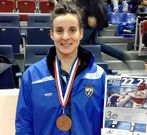 L�a Pi�eiro, luciendo una de sus �ltimas medallas de bronce. 