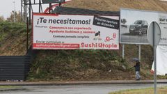 En la imagen, una valla publicitaria del establecimiento en A G�ndara. 