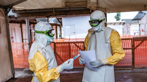 Vista de un centro de tratamiento de �bola instalado en Goma, capital de Kivu del Norte