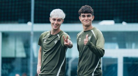 Los canteranos del Celta �scar Marcos y �ngel Arcos, que har�n la pretemporada.