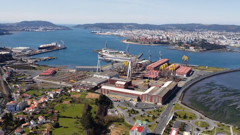 Vista area de las instalaciones de Navantia en Fene