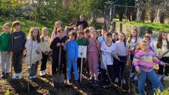 Escolares de Muros colaboran en la plantacin de frutales
