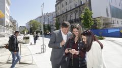 Besteiro, M�ndez y Rodr�guez dieron un paseo por el centro de Lugo