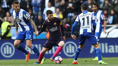 Messi, en un momento del Deportivo- Barcelona