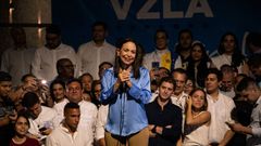 Corina Machado, durante la celebracin de su victoria en las primarias opositoras el 23 de octubre.