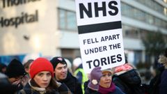 Manifestaci�n de enfermeras en el hospital St. Thomas en Londres.