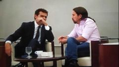 Iglesias y Rivera, en la cafeter�a del Congreso en una foto difundida por el alcalde de Valladolid, �scar Puente, en las redes sociales