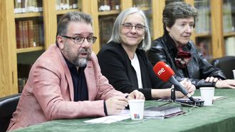 O exdirector do Museo do Pobo Galego Lois Ladra durante a sa presentacin como dirixente da institucin o ano pasado.