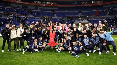 Los jugadores del Celta, celebrando el pase a cuartos de final de la Europa League el a�o pasado.