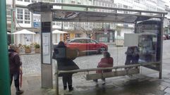 Parada de bus de la plaza del Callao, que quedar� temporalmente anulada por las obras.