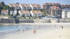 La playa de Silgar, en Sanxenxo, en marea baja esta semana