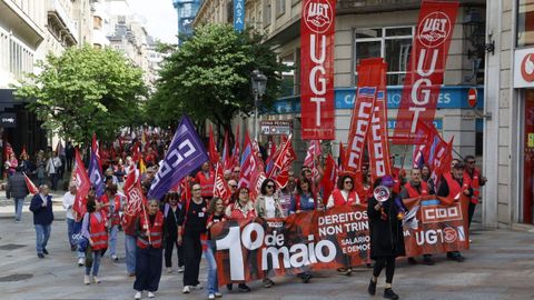 Manifestaci�n del Primero de Mayo en Ourense, convocada por CC.OO. y UGT.