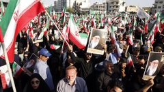 Manifestantes a favor del r�gimen iran� en Teher�n.