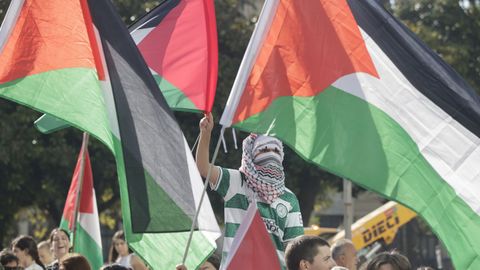 Manifestación de apoyo a Palestina en A Coruña.
