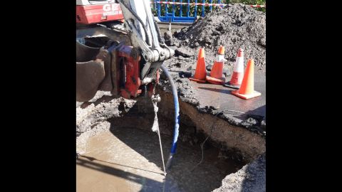 Obras de reparaci�n de la incidencia en Langreo