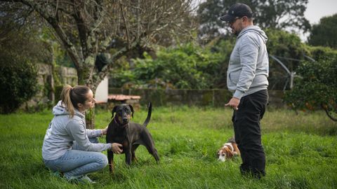 Diego lvarez, de Kesar Adiestramiento Canino, con su dberman