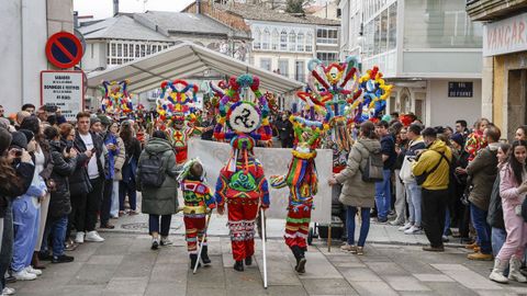 Boteiros y fuli�ns en el desfile del domingo gordo de Viana do Bolo.