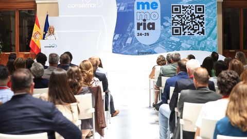 Aurora de Blas, directora general de Ordenación Pesquera y Acuicultura, en la presentación de la memoria de Conxemar en la sede del ministerio