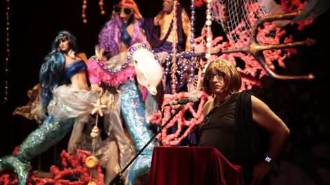 Perfecto Parapar, durante su preg�n este jueves en el Teatro Pastor D�az.