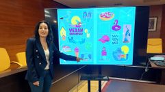 Presentaci�n de las pegatinas con dise�os representativos de Sanxenxo y que se incluir�n este a�o en el programa cultural del verano