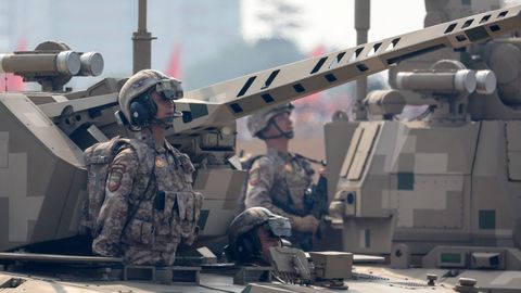 Desfile militar con motivo de la celebraci�n de la victoria de China contra Jap�n en 1945