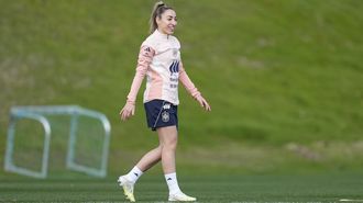 Olga Carmona, durante el entrenamiento de la selecci&oacute;n espa&ntilde;ola de este lunes