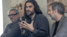 El actor Sergi Lpez, el director Oliver Laxe y el productor Xavi Font en la rueda de prensa de presentacin de Sirat 