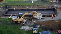 Obras en la rotonda de Coia