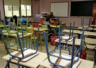 La huelga se dej� notar en los institutos de Berganti�os: en la imagen, ayer, una clase del Alfredo Bra�as. 