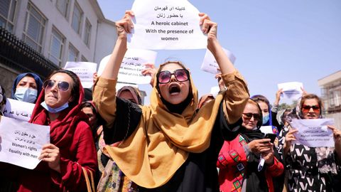 Mujeres afganas se manifiestan en Kabul para reclamar la preservaci�n de sus derechos civiles, en una imagen de archivo