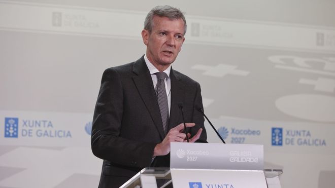 Alfonso Rueda, este 9 de marzo, en la rueda de prensa posterior al Consello de la Xunta.